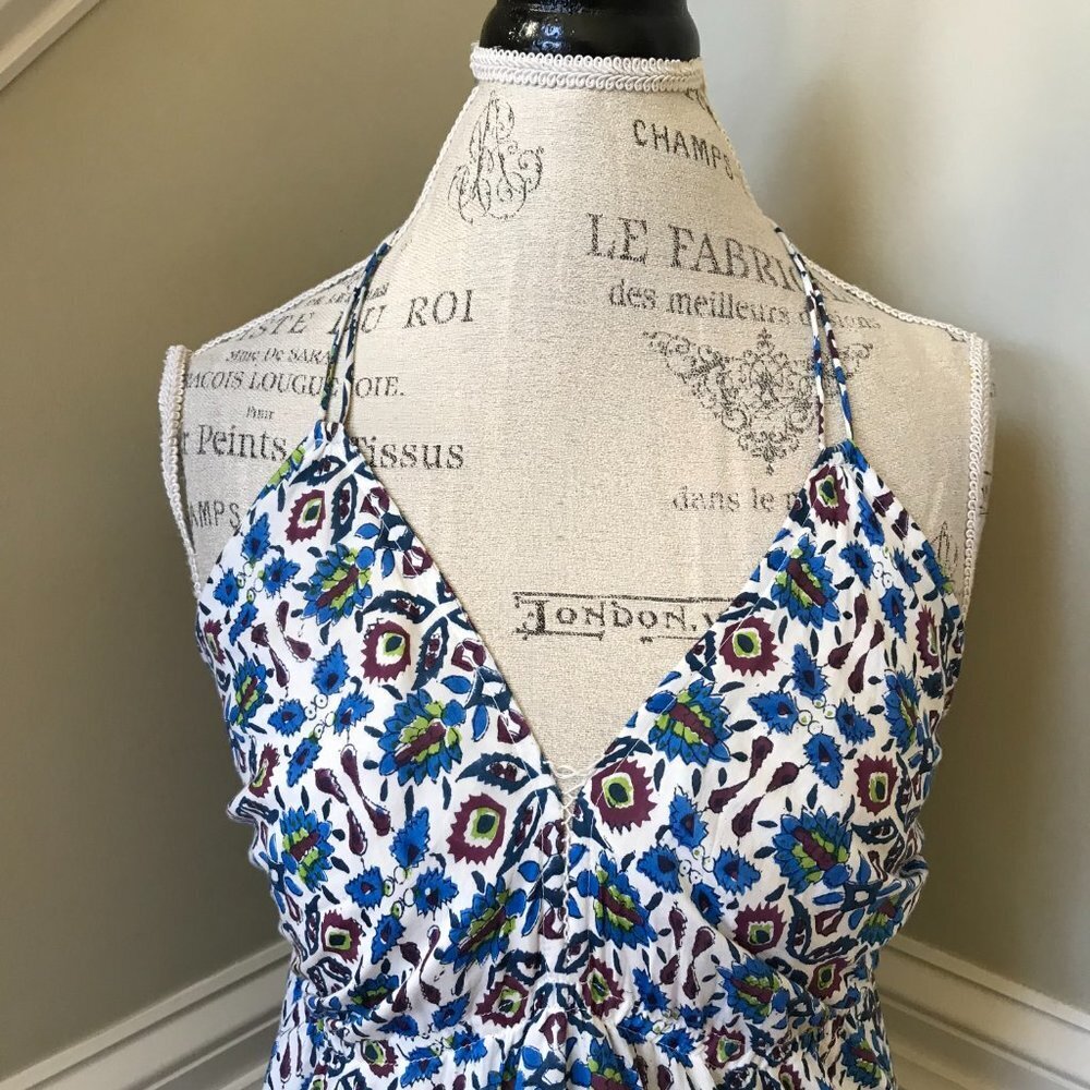 Roberta Roller Rabbit Marble Lois Maxi Dress Womens Small Blue V-Neck Sleeveless - Picture 6 of 14